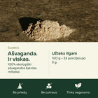 Ašvagandos milteliai ant akmens – sudėtis: 100% ekologiški ašvagandos šaknies milteliai