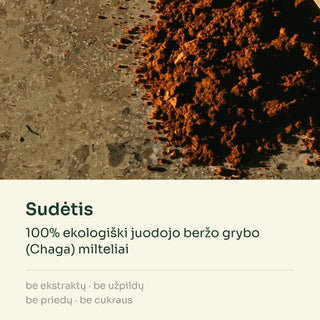 Chaga (juodojo beržo grybo) milteliai, ekologiški – 100 g