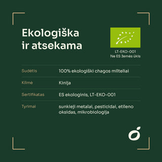 Chaga (juodojo beržo grybo) milteliai, ekologiški – 100 g