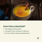 Puodelis auksinio pieno su cinamono lazdele – kam tinka ciberžolė