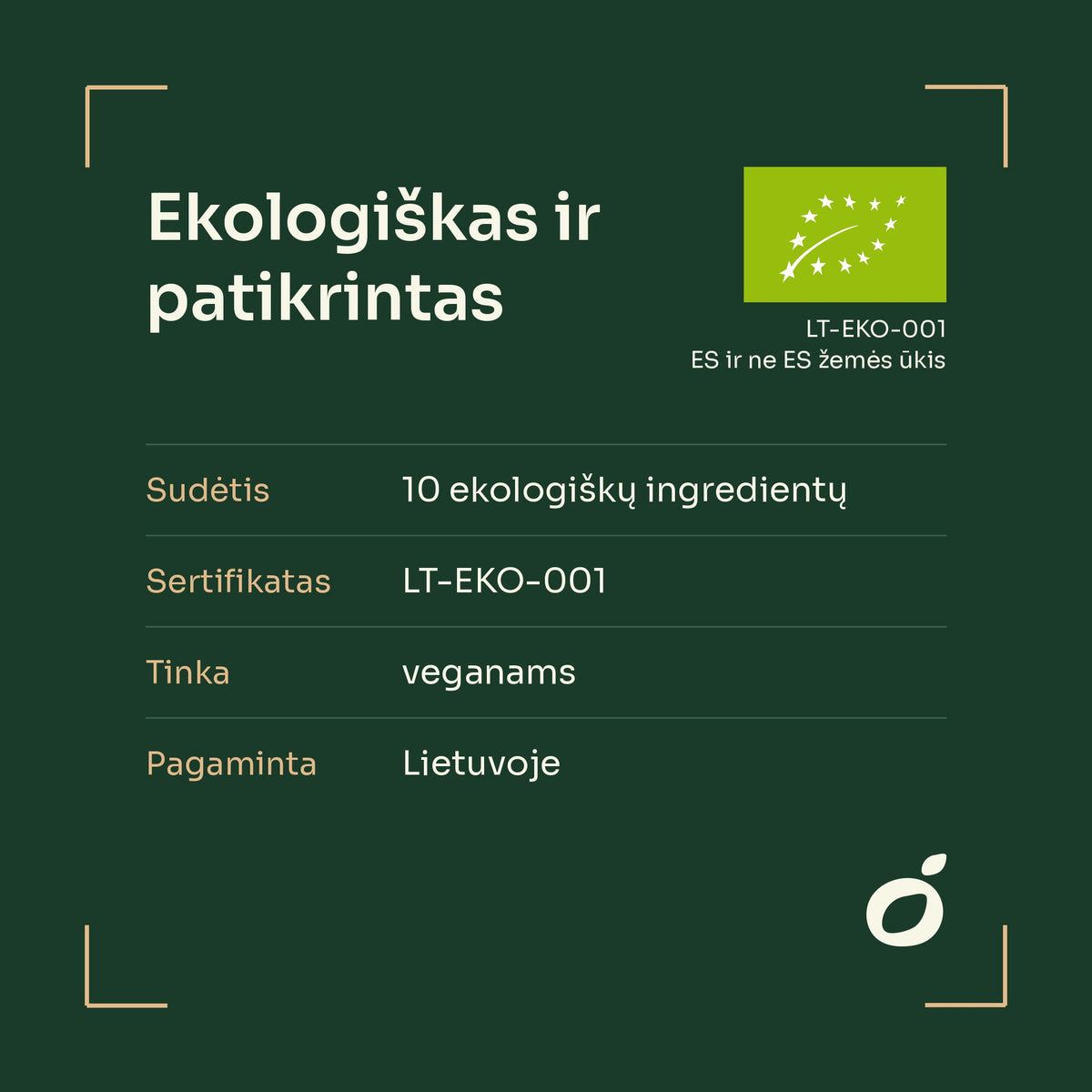 Ekologiškas Green MIX, ES ekologinis sertifikatas LT-EKO-001, pagamintas Lietuvoje
