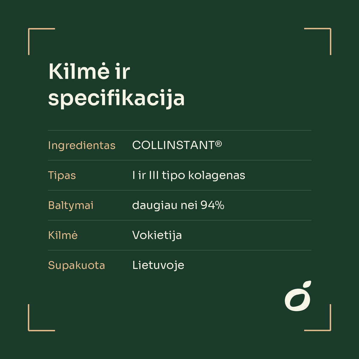 Gyvūninis kolagenas COLLINSTANT® – I ir III tipo, kilmė Vokietija, supakuotas Lietuvoje