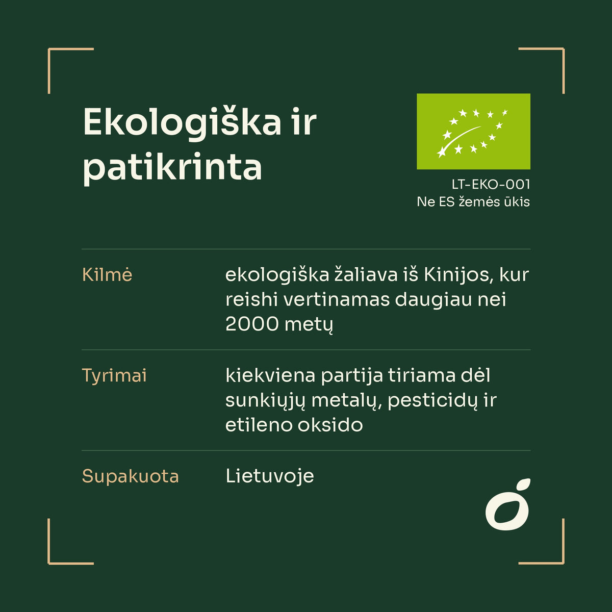 Ekologiški reishi milteliai iš Kinijos, ES ekologinis sertifikatas LT-EKO-001, supakuota Lietuvoje
