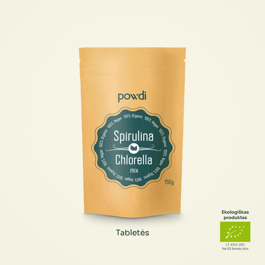 Spirulina ir chlorella tabletės, ekologiškos