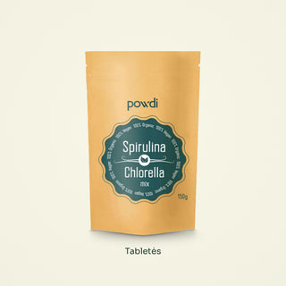 POWDI ekologiškos spirulinos ir chlorellos tabletės, 150 g pakuotė