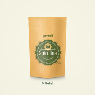 POWDI ekologiški spirulinos milteliai, 200 g pakuotė