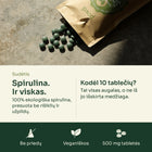 Spirulinos tablečių sudėtis: 100% ekologiška spirulina, be rišiklių ir užpildų