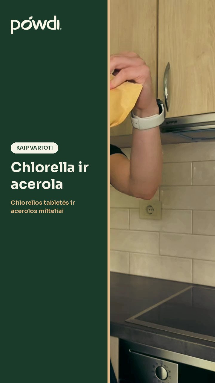 Chlorellos ir acerolos gėrimas