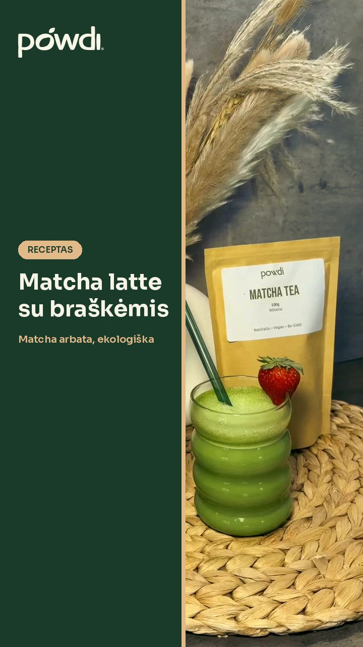 Matcha latte su braškėmis
